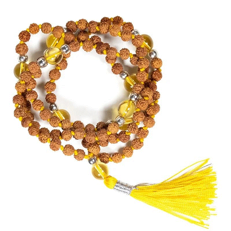 Rudraksha & Citrin Brent 108 Perler -
